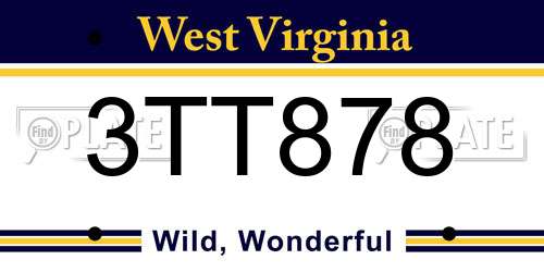 3TT878 West Virginia License Plate