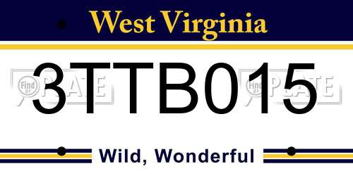 3TTB015 West Virginia License Plate