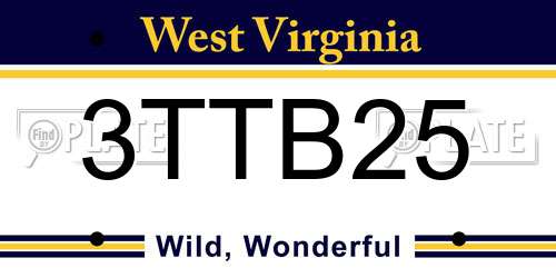 3TTB25 West Virginia License Plate