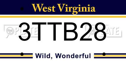 3TTB28 West Virginia License Plate