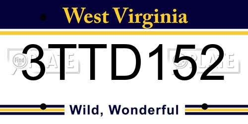 3TTD152 West Virginia License Plate