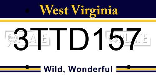 3TTD157 West Virginia License Plate