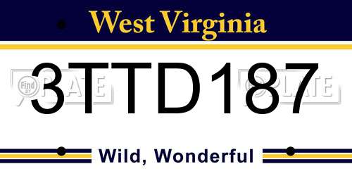 3TTD187 West Virginia License Plate