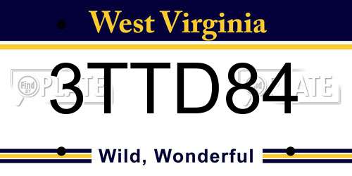 3TTD84 West Virginia License Plate