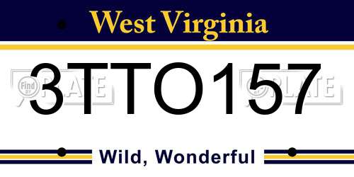 3TTO157 West Virginia License Plate