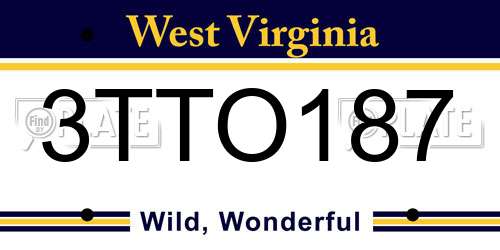 3TTO187 West Virginia License Plate