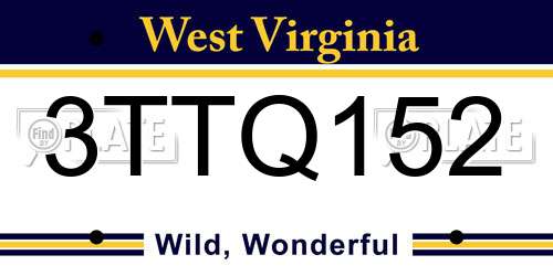 3TTQ152 West Virginia License Plate