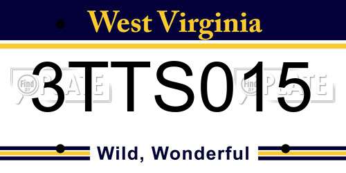 3TTS015 West Virginia License Plate