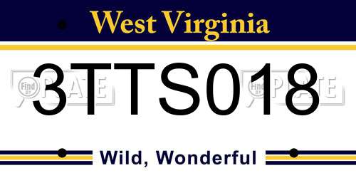3TTS018 West Virginia License Plate