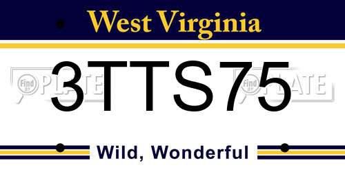 3TTS75 West Virginia License Plate