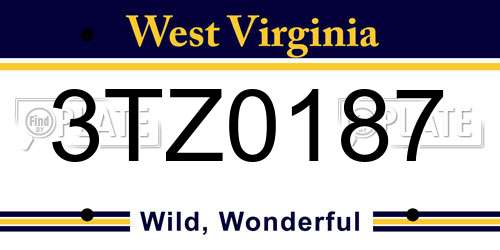 3TZ0187 West Virginia License Plate