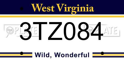 3TZ084 West Virginia License Plate