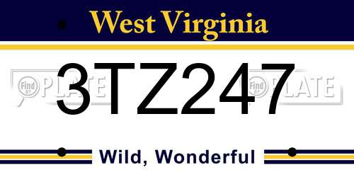 3TZ247 West Virginia License Plate