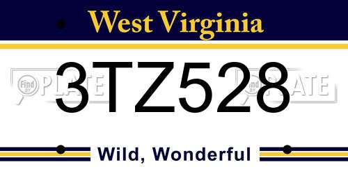 3TZ528 West Virginia License Plate