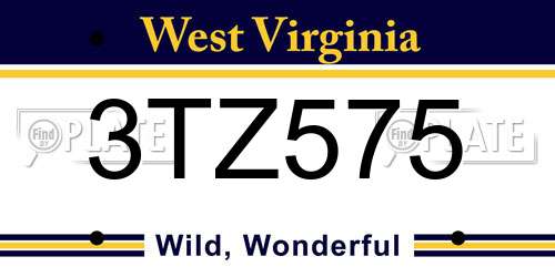 3TZ575 West Virginia License Plate