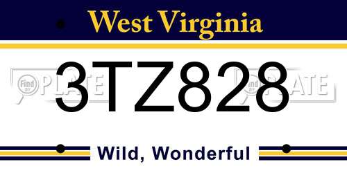 3TZ828 West Virginia License Plate