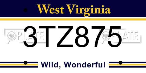 3TZ875 West Virginia License Plate