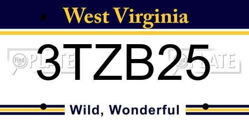 3TZB25 West Virginia License Plate