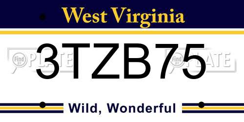 3TZB75 West Virginia License Plate