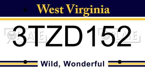 3TZD152 West Virginia License Plate