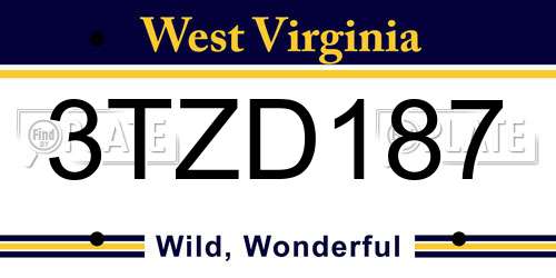 3TZD187 West Virginia License Plate