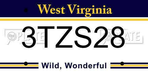 3TZS28 West Virginia License Plate