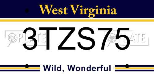 3TZS75 West Virginia License Plate