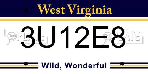 3U12E8 West Virginia License Plate
