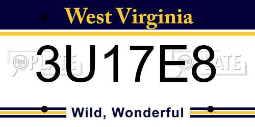 3U17E8 West Virginia License Plate