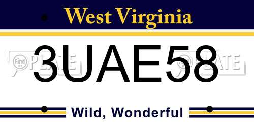 3UAE58 West Virginia License Plate