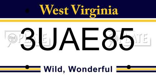 3UAE85 West Virginia License Plate