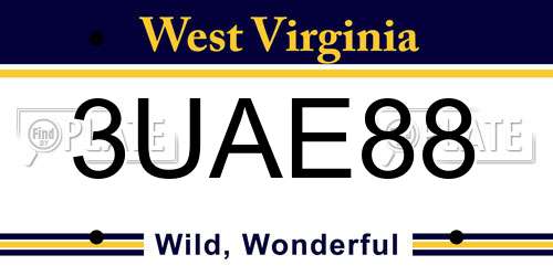 3UAE88 West Virginia License Plate