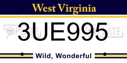3UE995 West Virginia License Plate