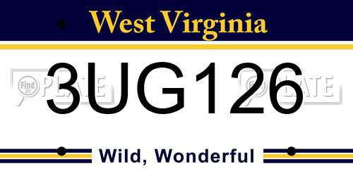 3UG126 West Virginia License Plate