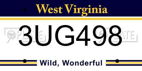 3UG498 West Virginia License Plate