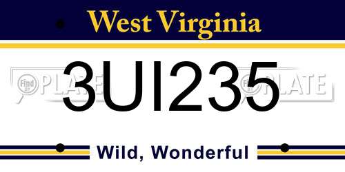 3UI235 West Virginia License Plate