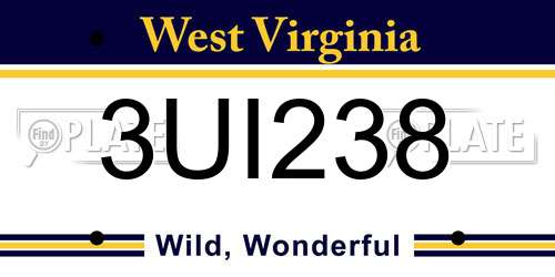 3UI238 West Virginia License Plate