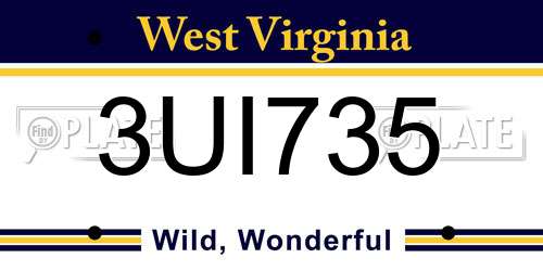 3UI735 West Virginia License Plate