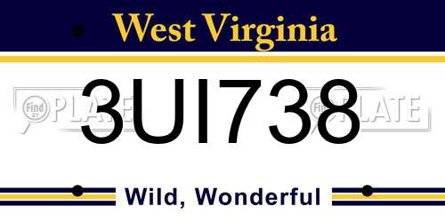 3UI738 West Virginia License Plate
