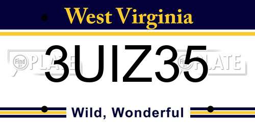 3UIZ35 West Virginia License Plate