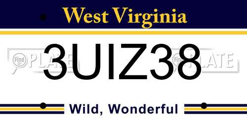 3UIZ38 West Virginia License Plate