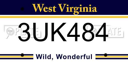 3UK484 West Virginia License Plate