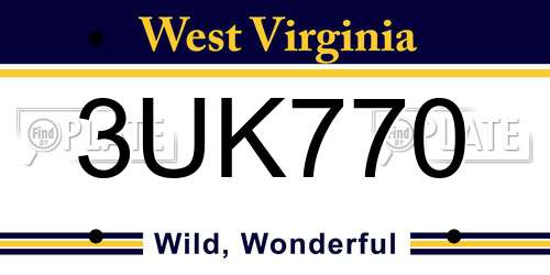 3UK770 West Virginia License Plate