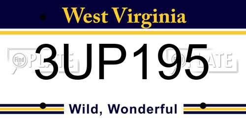 3UP195 West Virginia License Plate