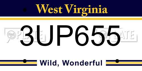 3UP655 West Virginia License Plate