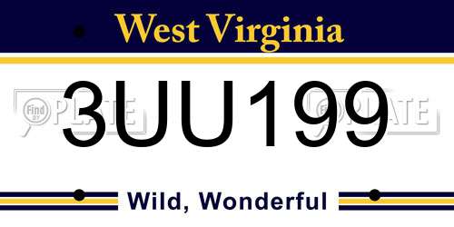 3UU199 West Virginia License Plate