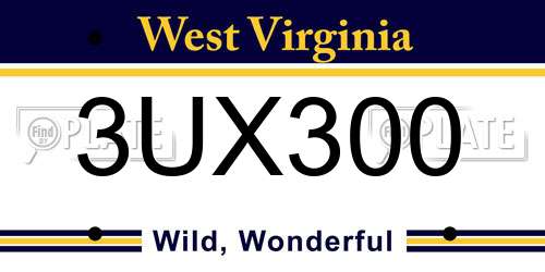 3UX300 West Virginia License Plate