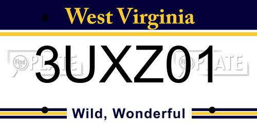 3UXZ01 West Virginia License Plate