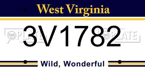 3V1782 West Virginia License Plate