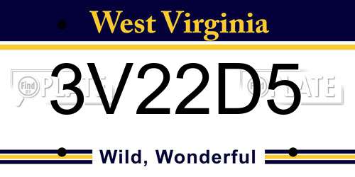 3V22D5 West Virginia License Plate